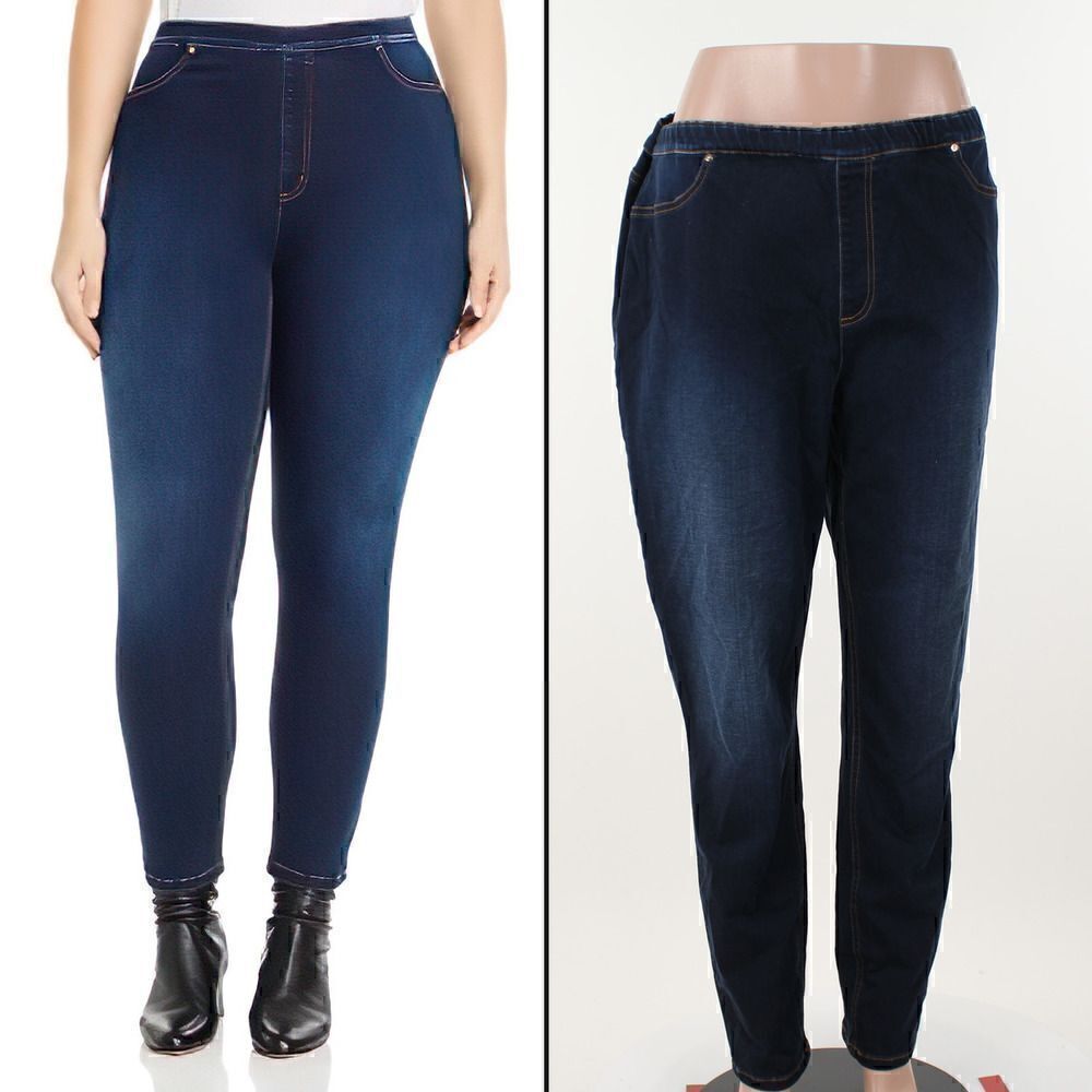 Marina Rinaldi Ibisco Denim Leggings in Ski Blue